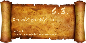 Országh Béla névjegykártya