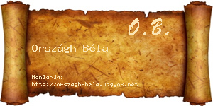 Országh Béla névjegykártya